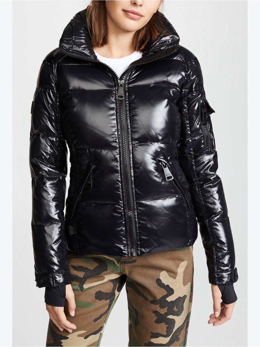 SAM. Freestyle Down Shiny Petrol Jet Black Puffer Jacket Winter Coat Medium